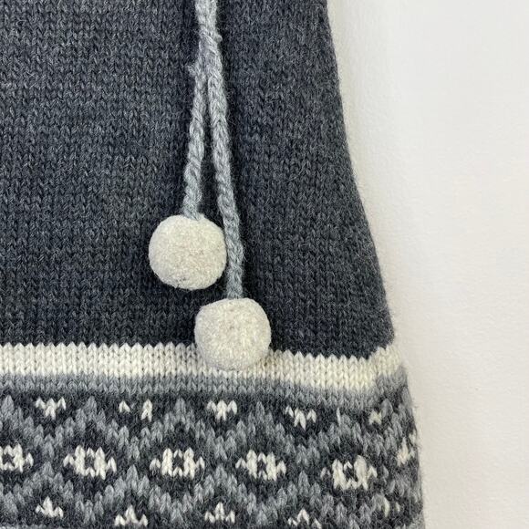 Everest Charcoal Gray Nordic Fair Isle Wool Pom Pom Knit Mini Skirt womens s m - Picture 4 of 13